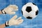 Soccer goalie\'s hands in action