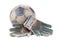 Soccer goalkeeper\'s gloves and the ball