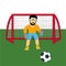 Soccer goalkeeper on winch.Vector illustration of the goalkeeper in football