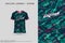 a soccer jersey design template with green and red paint strokes