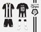 Soccer jersey, football kit collection in black and white stripes concept. Front and back view soccer uniform. Vector