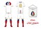 Soccer jersey or football kit. France football national team. Football logo with house flag. Front and rear view soccer uniform.
