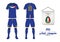 Soccer jersey or football kit. Italy football national team. Football logo with house flag. Front and rear view soccer uniform.