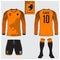 Soccer jersey or football kit, long sleeve, short, sock template