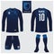 Soccer jersey or football kit, long sleeve, short, sock template for sport club.