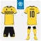 Soccer jersey or football kit, shorts, sock, template design for soccer club. Sport t-shirt mock up. Front back view soccer shirt.