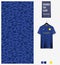 Soccer jersey pattern design. Blue camouflage pattern on navy blue background for soccer kit, football kit, sports uniform. Vector