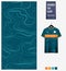 Soccer jersey pattern design. Contour pattern on green background for soccer kit, football kit, sports uniform. Vector.