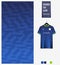 Soccer jersey pattern design. Geometric pattern on blue abstract background for soccer kit, football kit, bicycle, sport uniform.