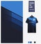 Soccer jersey pattern design. Geometric pattern on blue abstract background for soccer kit, football kit, e-sport, basketball.