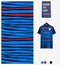 Soccer jersey pattern design. Horizontal stripes pattern on navy blue background for soccer kit, football kit. Vector.