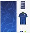 Soccer jersey pattern design. Ripple pattern on blue abstract background for soccer kit, football kit, bicycle, sport uniform.