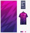 Soccer jersey pattern design. Zigzag pattern on blue background for soccer kit, football kit, uniform. Abstract background.