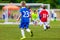 Soccer Kick; Running Soccer Football Players. Junior Soccer League