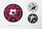 Soccer logo or Football Badge template design for football team. Sport emblem design of red star and red and white soccer ball