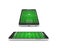 Soccer Online Concept, Soccer field on smartphone. 3D illustration