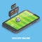 Soccer online concept vector flat isometric illustration