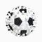 Soccer in pandemic coronavirus. Soccer ball in image of coronavirus. 3D illustration.