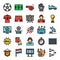 Soccer pixel perfect color line icons