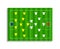 Soccer plan formation of team. Football game strategy on field. Board with infographic, players and lineup. Tactic of match on