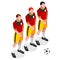 Soccer Player Athlete Sports Icon Set.3D Isometric Soccer Team Barrier Players.Olympics Sporting International Competition