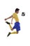 Soccer player controlling ball isolated