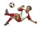 Soccer player doing overhead kick shot