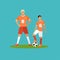 Soccer player with equipment. Sport concept vector illustration in flat style design.