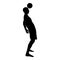 Soccer player hitting the ball head silhouette headbutt icon black color illustration