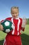 Soccer Player Holding Water Bottle