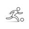 Soccer player icon outline symbol, vector isolated running football player