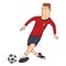 Soccer player kick the ball cartoon