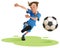 Soccer player kicking ball