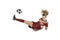 Soccer Player Kicking Ball in Mid Jump