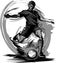 Soccer Player Kicking Ball Vector silhouette