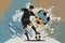 A soccer player kicking a soccer ball, painted with generative ai, splash effect