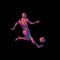 Soccer player kicks the ball. The colorful vector