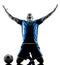 Soccer player man happy celebration silhouette isolated