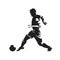 Soccer player running with ball, abstract scratched ink vector d
