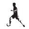 Soccer player running with ball, isolated vector silhouette, side view footballer