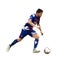 Soccer player running with ball, polygonal