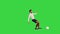 Soccer player running kicking a ball and celebration victory on a Green Screen, Chroma Key.