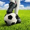 Soccer player\'s feet in casual pose