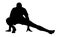Soccer player stretching silhouette . Workout sportsman training.