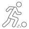 Soccer player thin line icon, sport and football, footballer sign, vector graphics, a linear pattern on a white