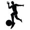 Soccer player vector silhouettes on white background