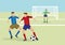 Soccer Players in Action Vector Cartoon Illustration