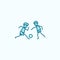 soccer players with ball field outline icon. Element of soccer player icon. Thin line icon for website design and development, app