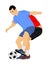 Soccer players in duel vector illustration. Football player battle for the ball and position.
