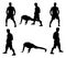 Soccer players stretching silhouette vector. Sport man stretching and worming up.